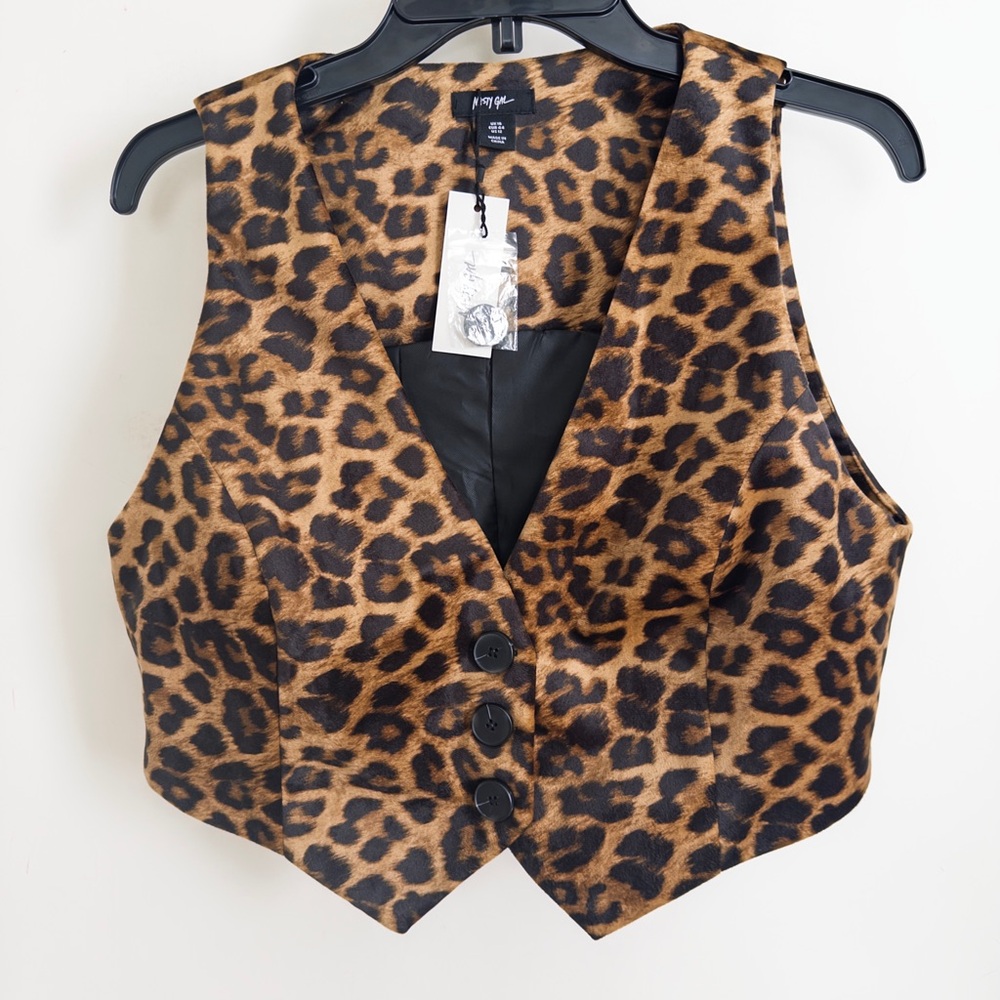 NWT Nasty Gal Brown Leopard Print Vest - Picture 2 of 5